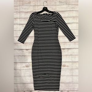 Premise sz xs black white striped bodycon dress